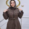 13955 Kapüşonlu Ve Kemerli Pardesü - Görsel 3